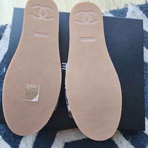 Chanel Sz. 10 Sandal Blue denim and Tweed